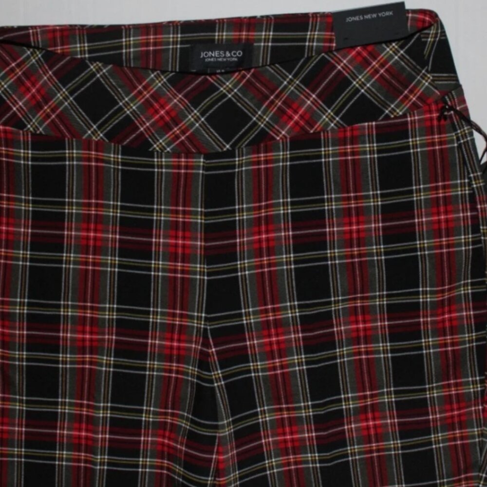Jones New York Black Red Tartan Plaid Pull-On Slim Leg Pants Plus Sz 1X NWT - Picture 6 of 6